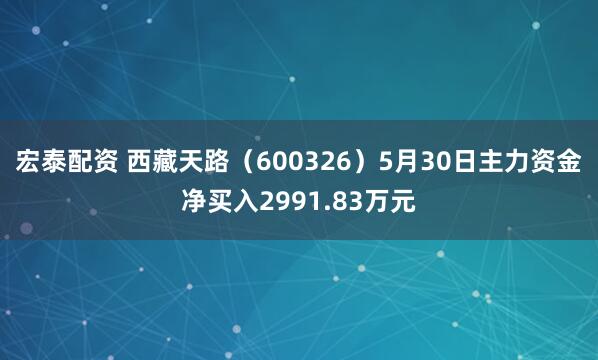 宏泰配资 西藏天路（600326）5月30日主力资金净买入2991.83万元