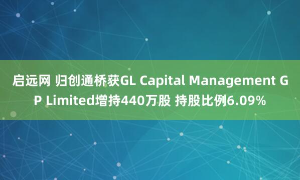 启远网 归创通桥获GL Capital Management GP Limited增持440万股 持股比例6.09%